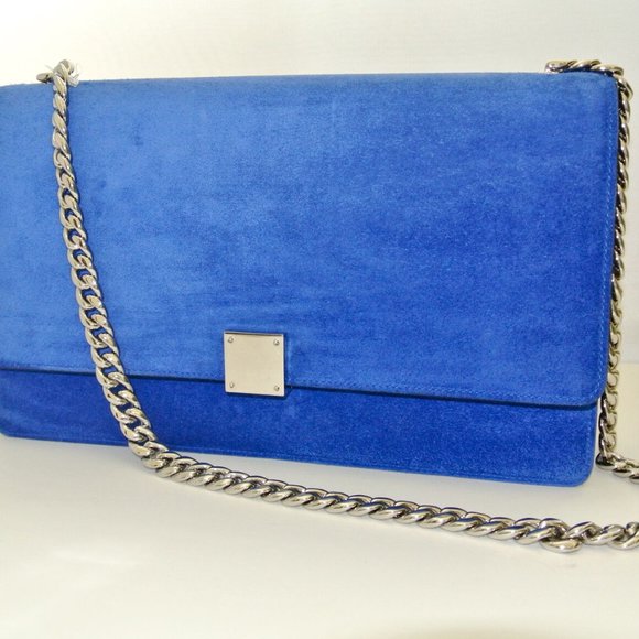 Celine large case flap suede chain shoulder bag in Royal Blue - Picture 3 of 6